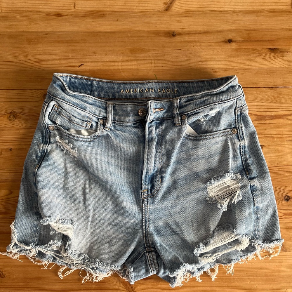 American Eagle Outfitters Blue High-Waisted Jean Shorts
